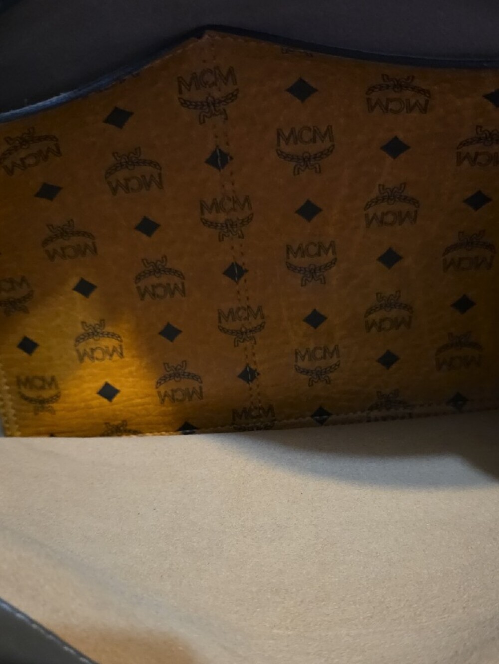 MCM Black Pebbled Leather Tote with Gold Accent - Picture 10 of 11